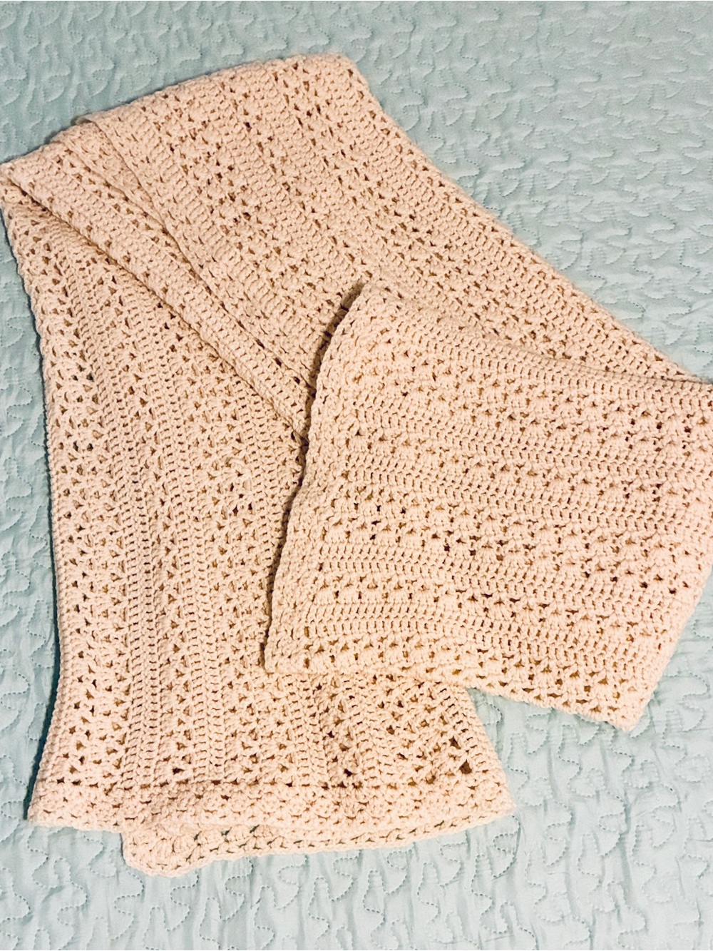 Handmade Cream Crochet Blanket or Afghan